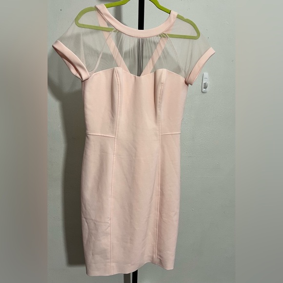 Maggy London Women's Blush Pink Illusion Top Crepe Dress - Picture 10 of 12